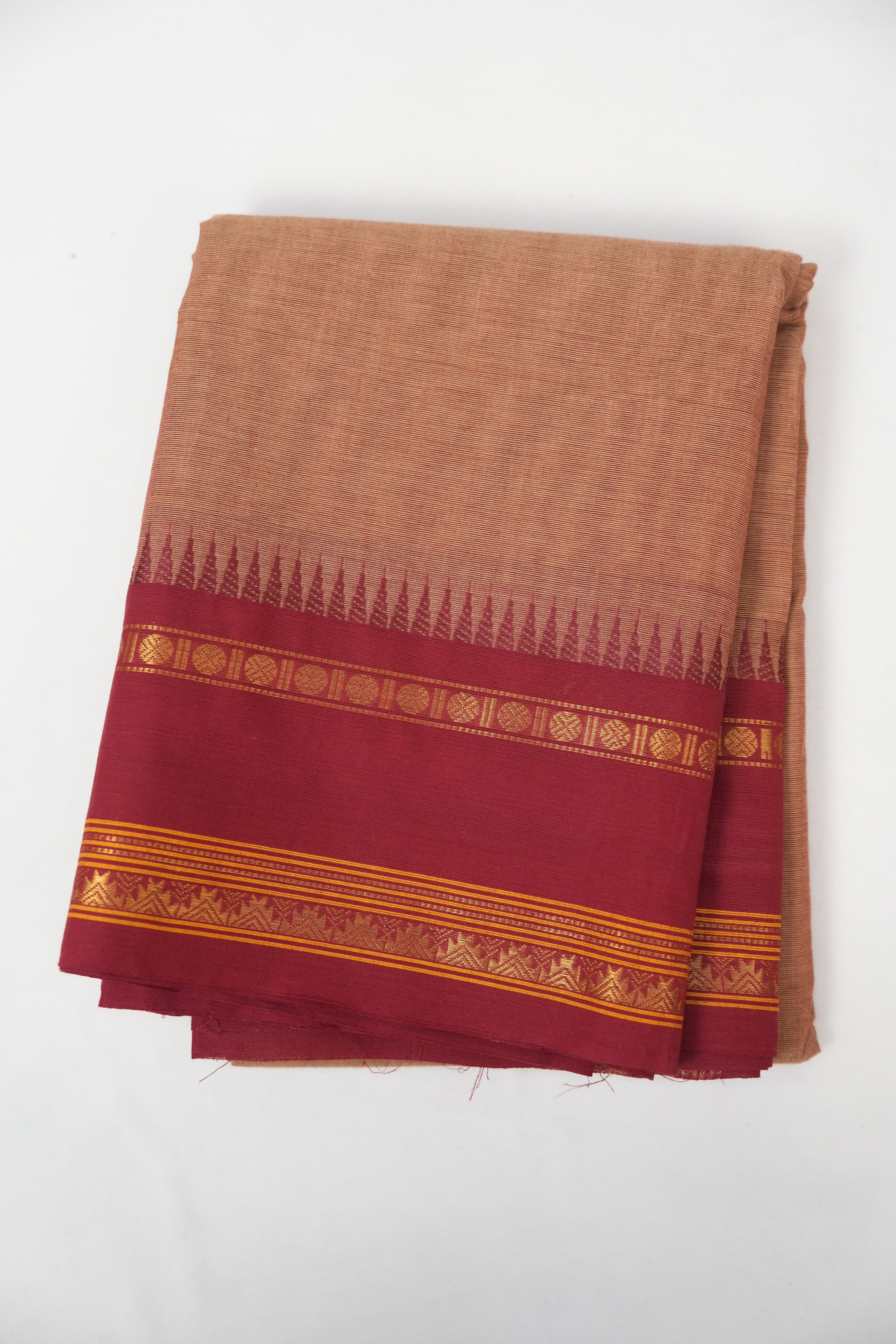 Rust Brown Kanchi Cotton Saree - SRRBKCS1323