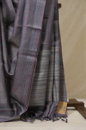 Grey Tussar Silk Saree - SRGTSS1821