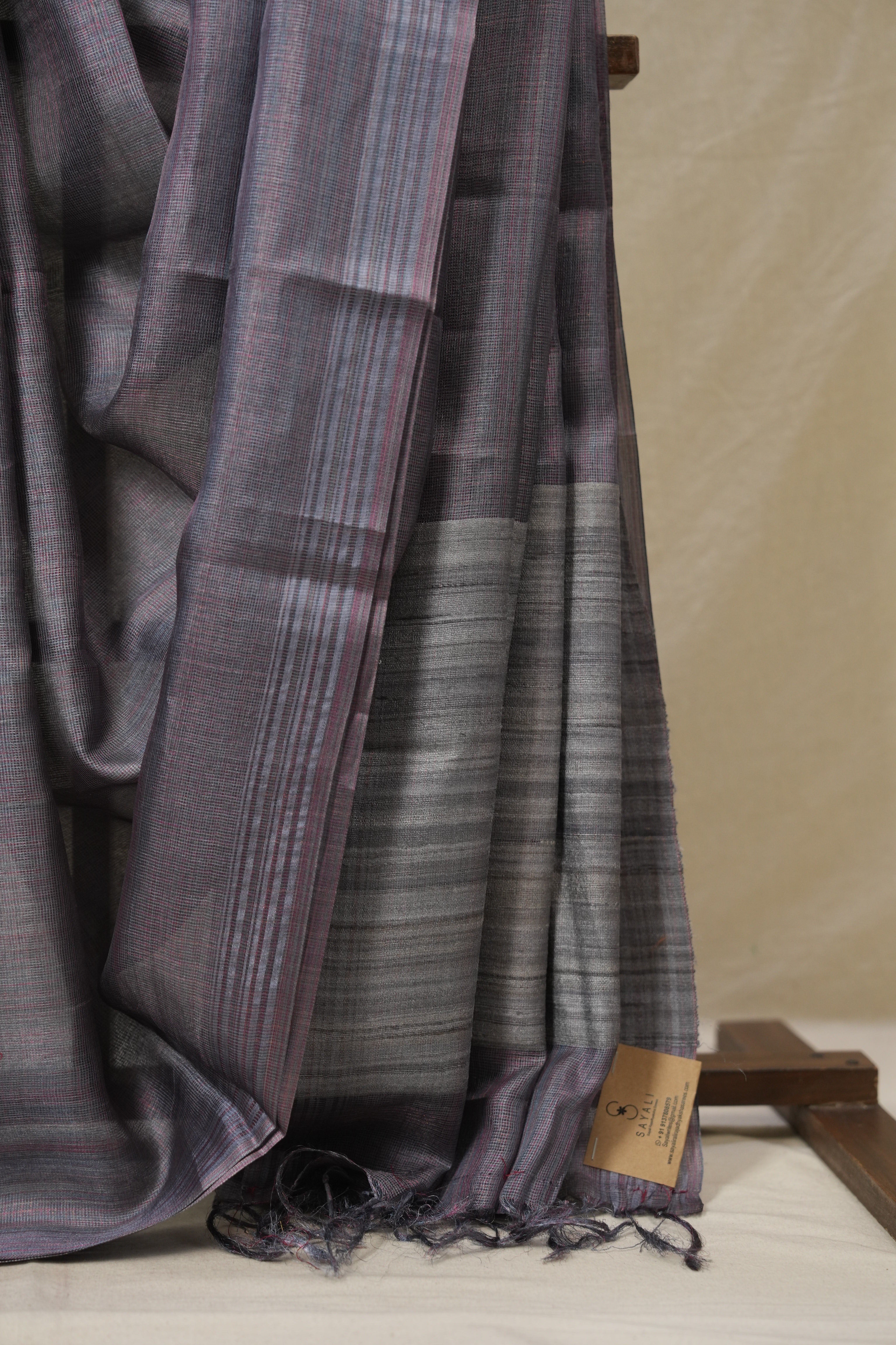 Grey Tussar Silk Saree - SRGTSS1821