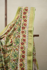 Pastel Green HBP Cotton Silk Saree With Maheshwari Border - SRPGCSS1318