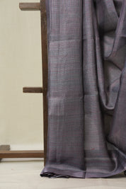Grey Tussar Silk Saree - SRGTSS1821