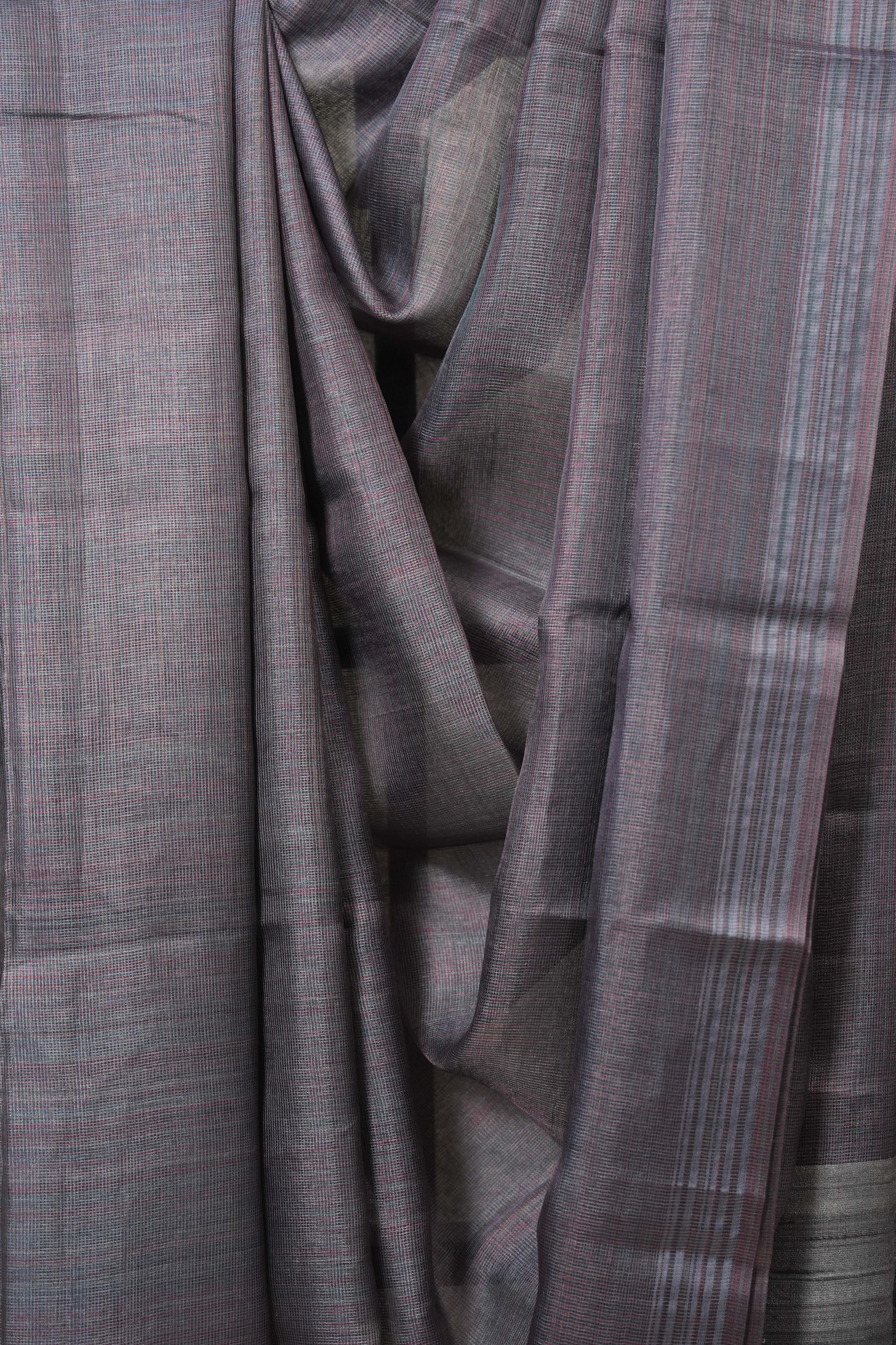 Grey Tussar Silk Saree - SRGTSS1821