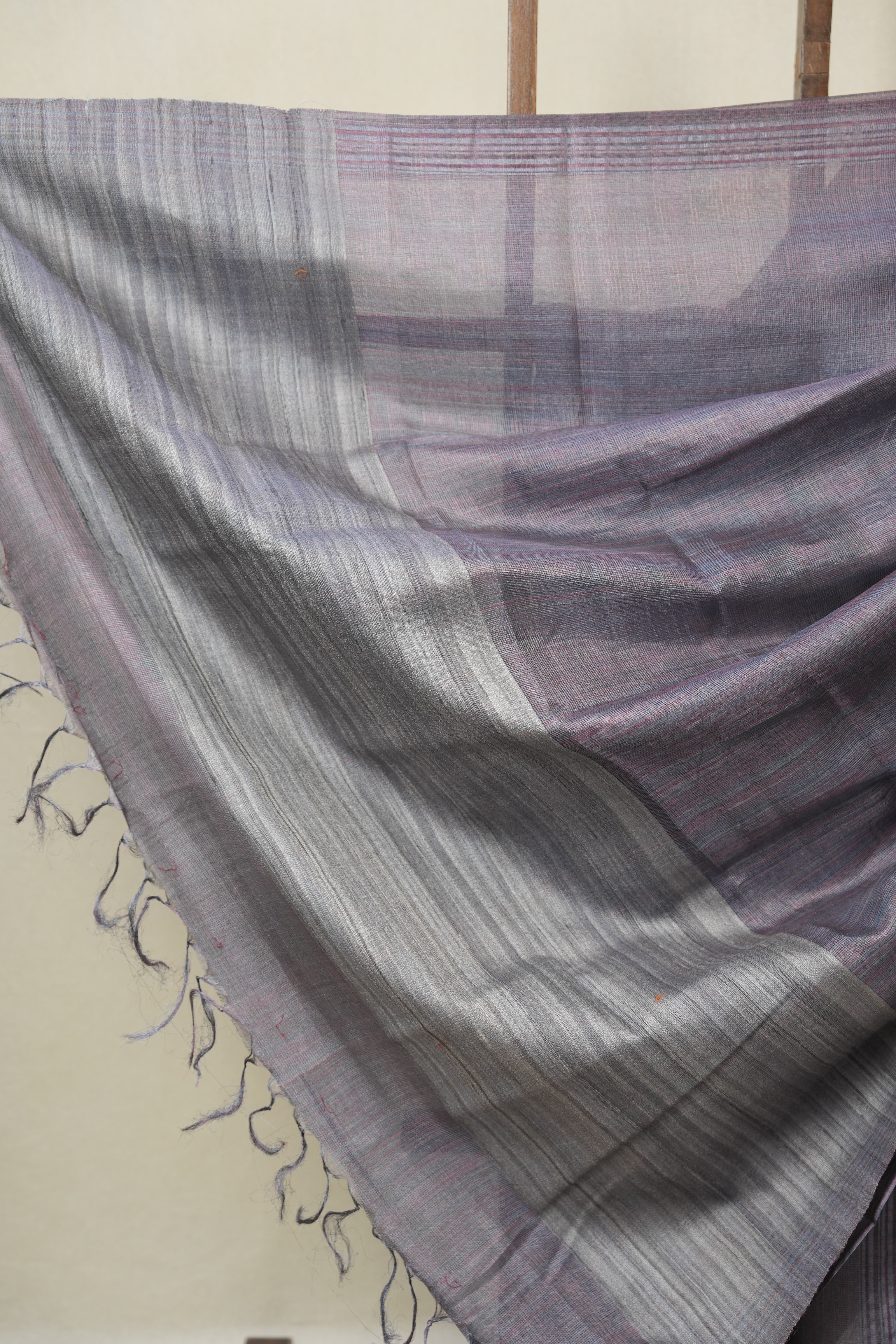 Grey Tussar Silk Saree - SRGTSS1821