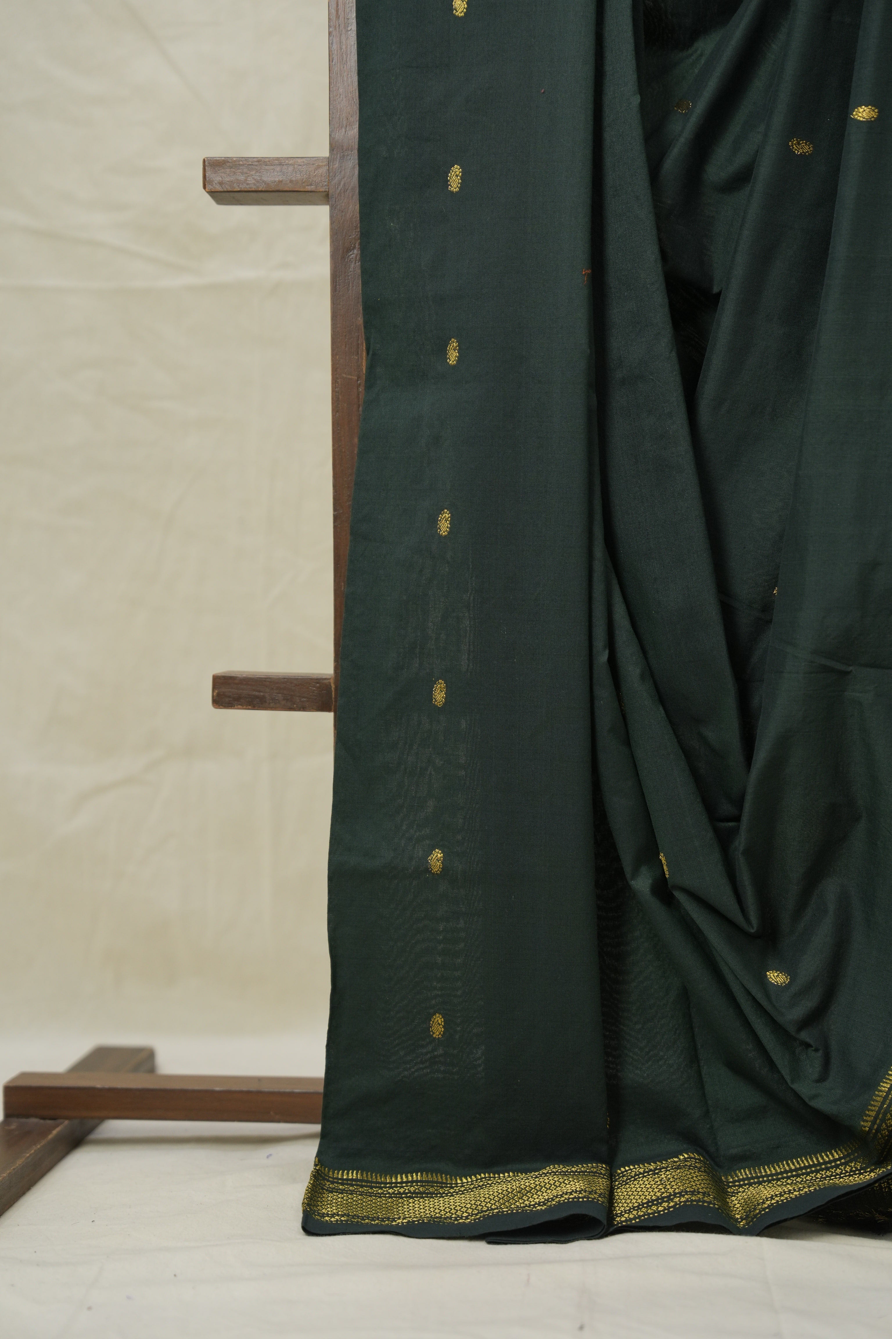 Dark Green Cotton Paithani Saree - SRDGCPS702