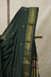 Dark Green Cotton Paithani Saree - SRDGCPS702