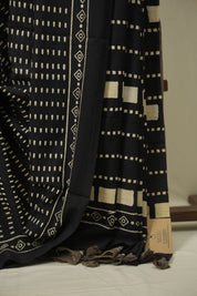 Black HBP Cotton Saree - SRBCS3552