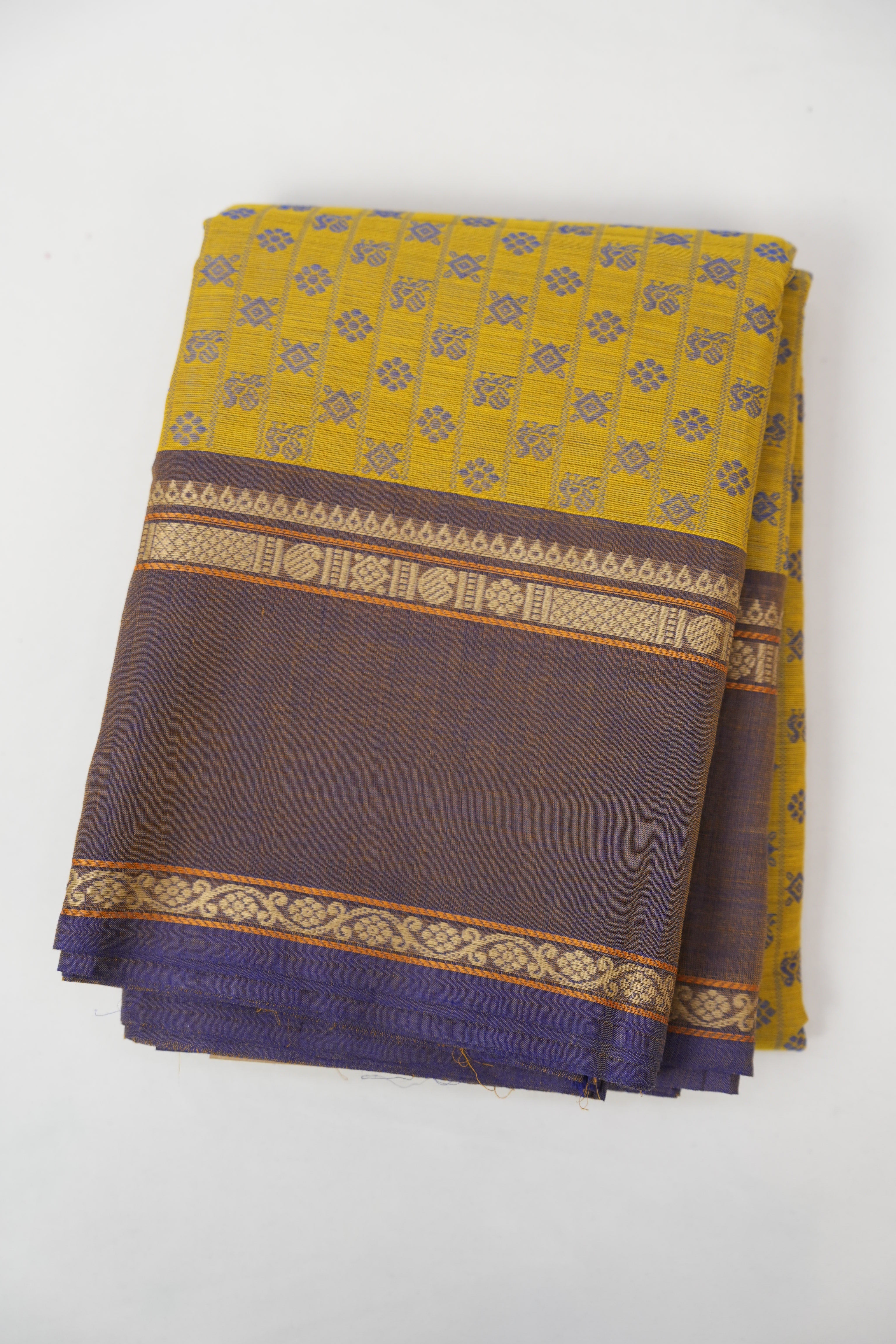 Mustard  Kanchi Cotton Saree - SRMKCS1336