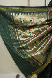 Dark Green Cotton Paithani Saree - SRDGCPS702