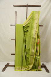Yellow Green Cotton Paithani Saree - SRYGCPS703
