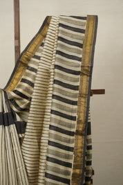 Off White HBP Cotton Silk Saree With Maheshwari Border - SROWCSS1343