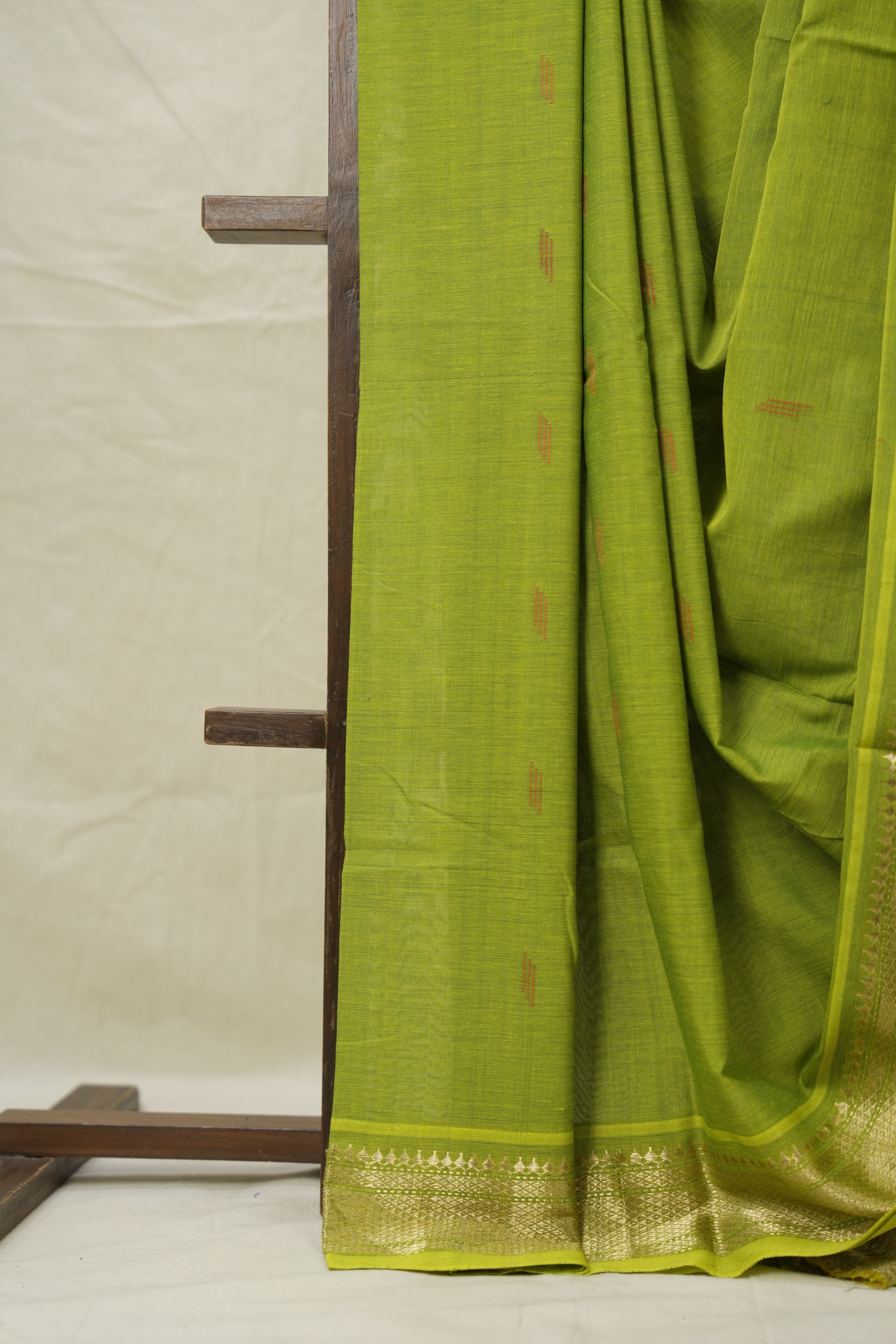 Yellow Green Cotton Paithani Saree - SRYGCPS703
