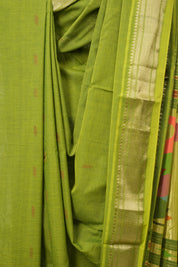 Yellow Green Cotton Paithani Saree - SRYGCPS703