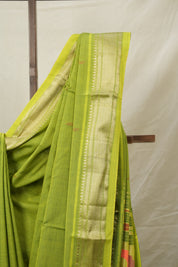 Yellow Green Cotton Paithani Saree - SRYGCPS703