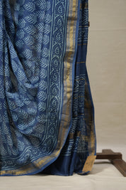 Teal Blue HBP Cotton Silk Saree With Maheshwari Border - SRTBCSS1279
