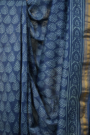 Teal Blue HBP Cotton Silk Saree With Maheshwari Border - SRTBCSS1279