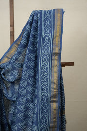 Teal Blue HBP Cotton Silk Saree With Maheshwari Border - SRTBCSS1279