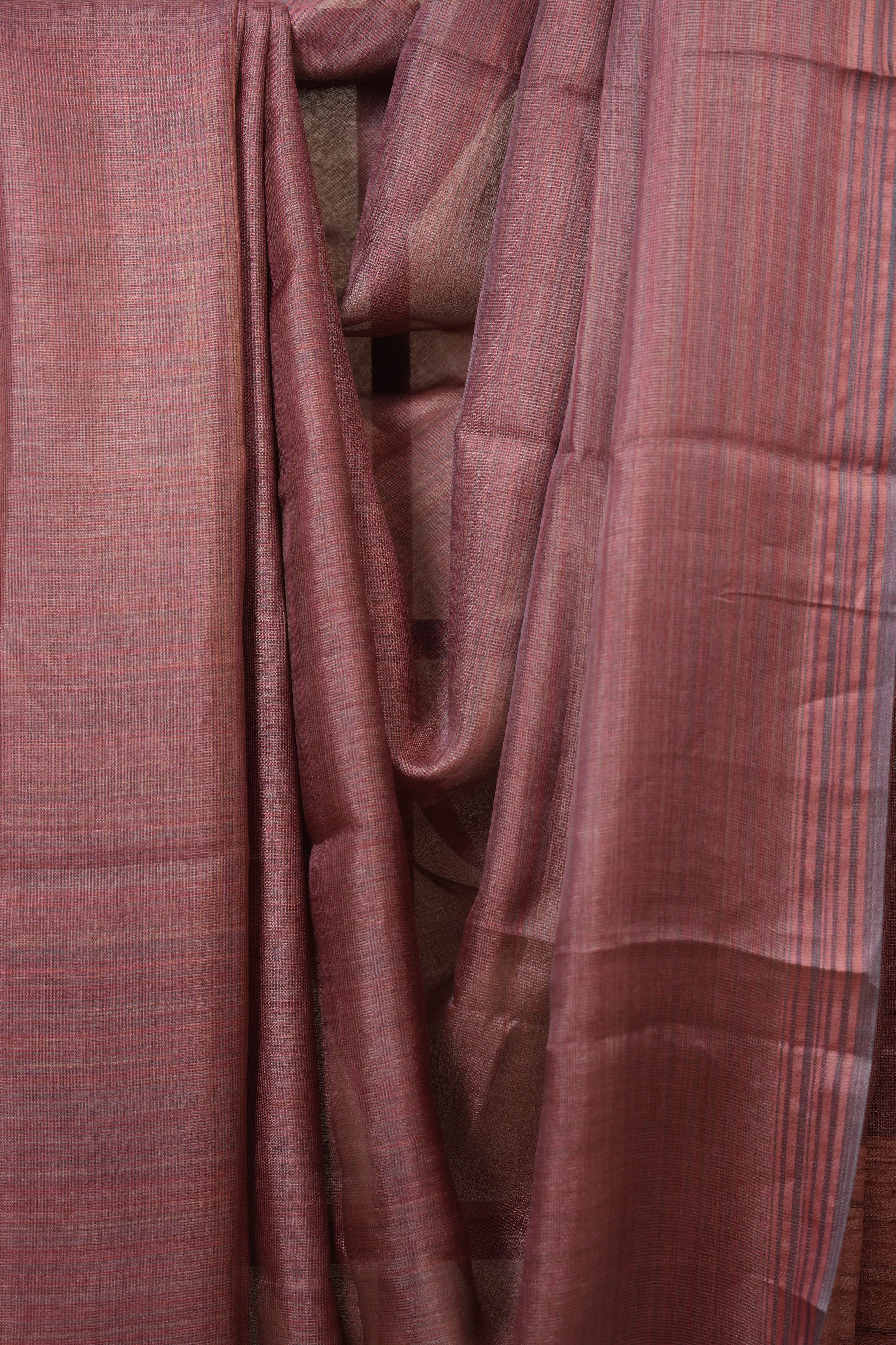 Pink Tussar Silk Saree - SRPTSS1827
