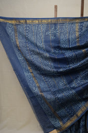 Teal Blue HBP Cotton Silk Saree With Maheshwari Border - SRTBCSS1279