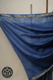 Teal Blue HBP Cotton Silk Saree With Maheshwari Border - SRTBCSS1279