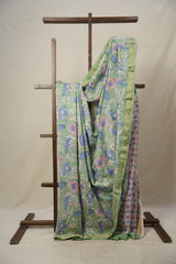 Green HBP Cotton Silk Saree With Maheshwari Border - SRGCSS1357