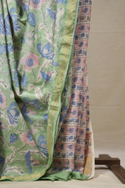 Green HBP Cotton Silk Saree With Maheshwari Border - SRGCSS1357