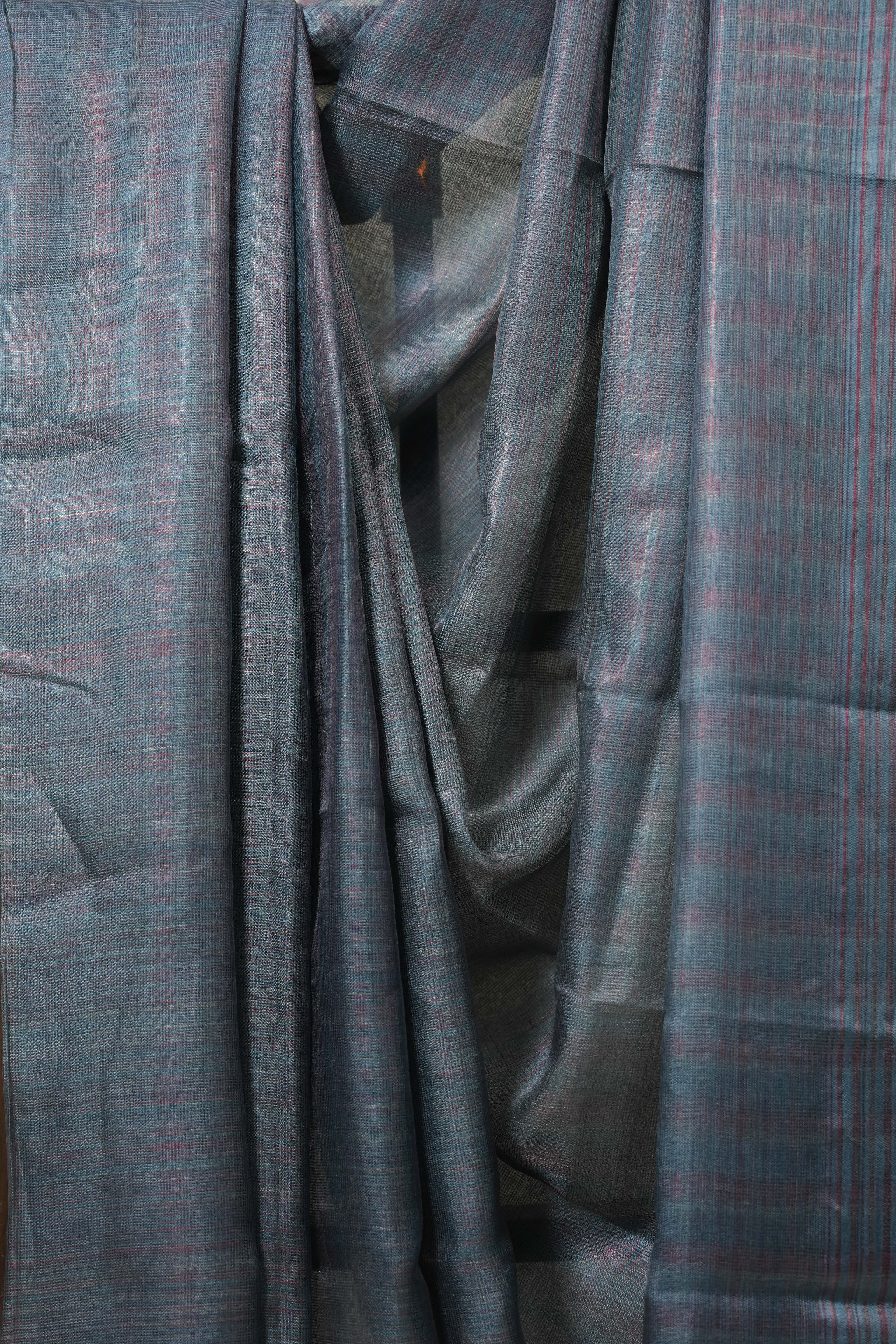 Blue Tussar Silk Saree - SRBTSS1832