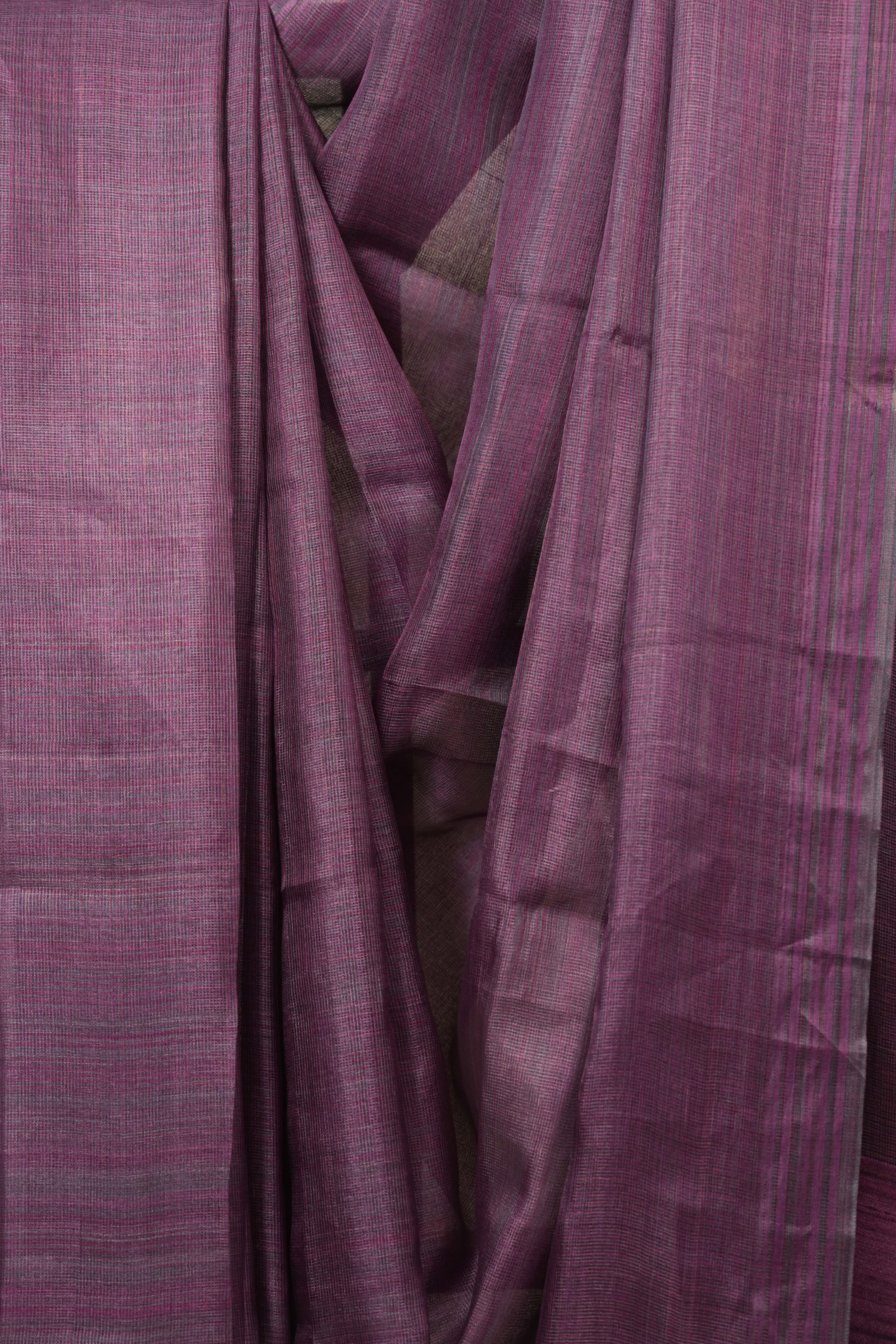 Purple Tussar Silk Saree - SRPTSS1833