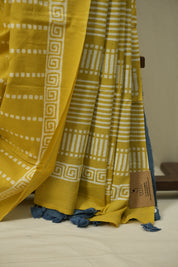 Yellow HBP Cotton Saree - SRYCS3562