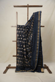 Black HBP Cotton Silk Saree With Maheshwari Border - SRBCSS1281
