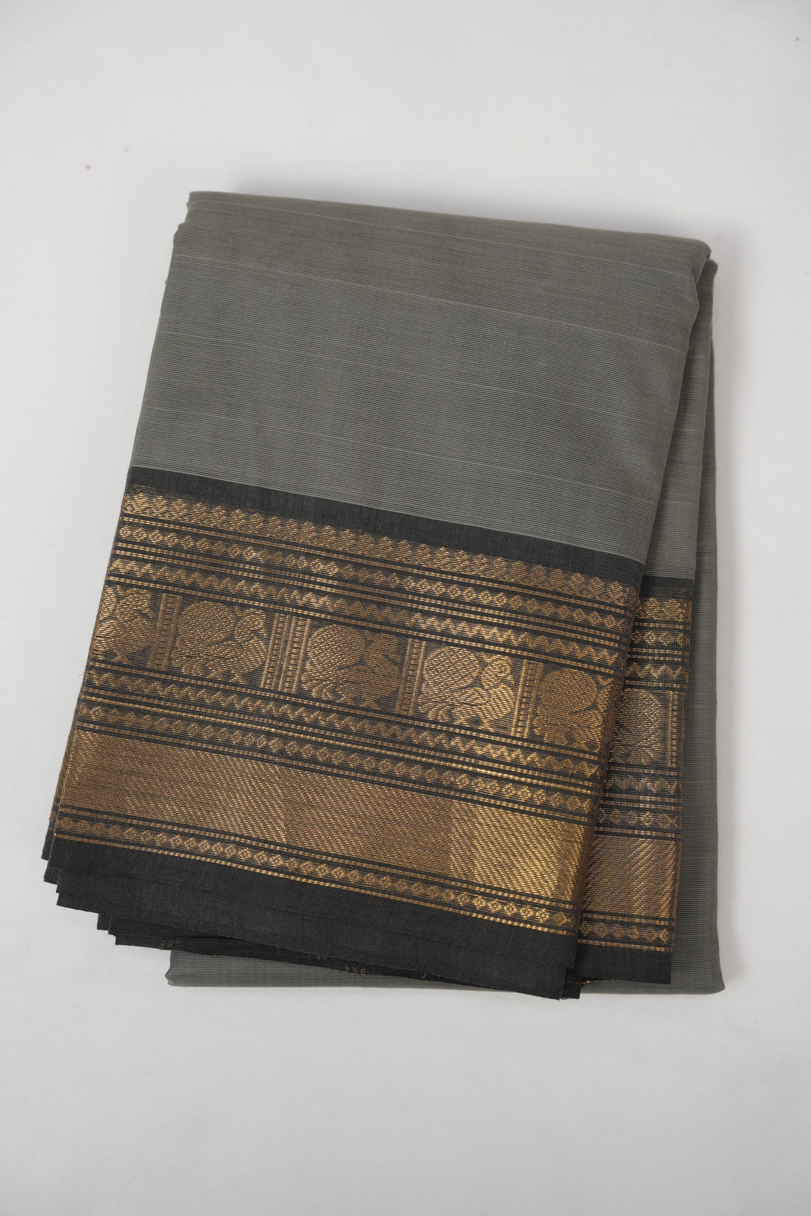 Grey Kanchi Cotton Saree - SRGKCS1318