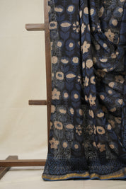 Black HBP Cotton Silk Saree With Maheshwari Border - SRBCSS1281