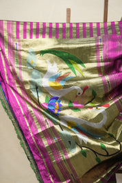 Pink Gold Silk Paithani Saree - Saavari - SSPGSPS23