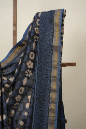 Black HBP Cotton Silk Saree With Maheshwari Border - SRBCSS1281