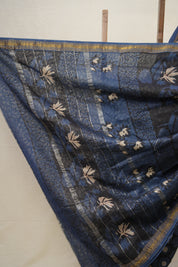 Black HBP Cotton Silk Saree With Maheshwari Border - SRBCSS1281