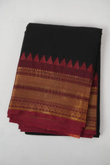 Black Kanchi Cotton Saree - SRBKCS1309