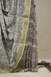 Mint Green HBP Cotton Silk Saree With Maheshwari Border - SRMGCSS1358