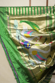 Green Gold Silk Paithani Saree - Saavari - SSGGSPS22