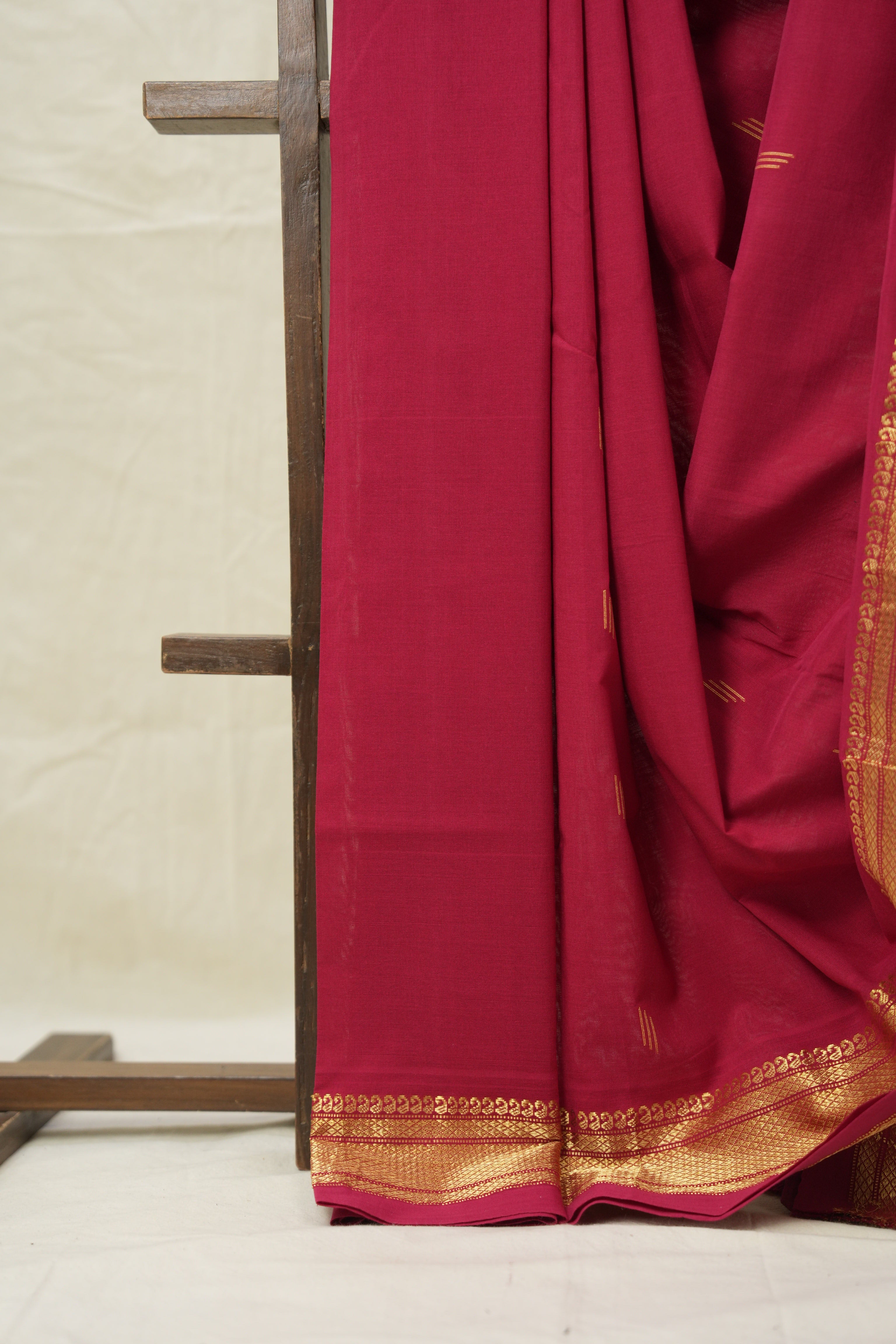 Brick Red Cotton Paithani Saree - SRBRCPS697