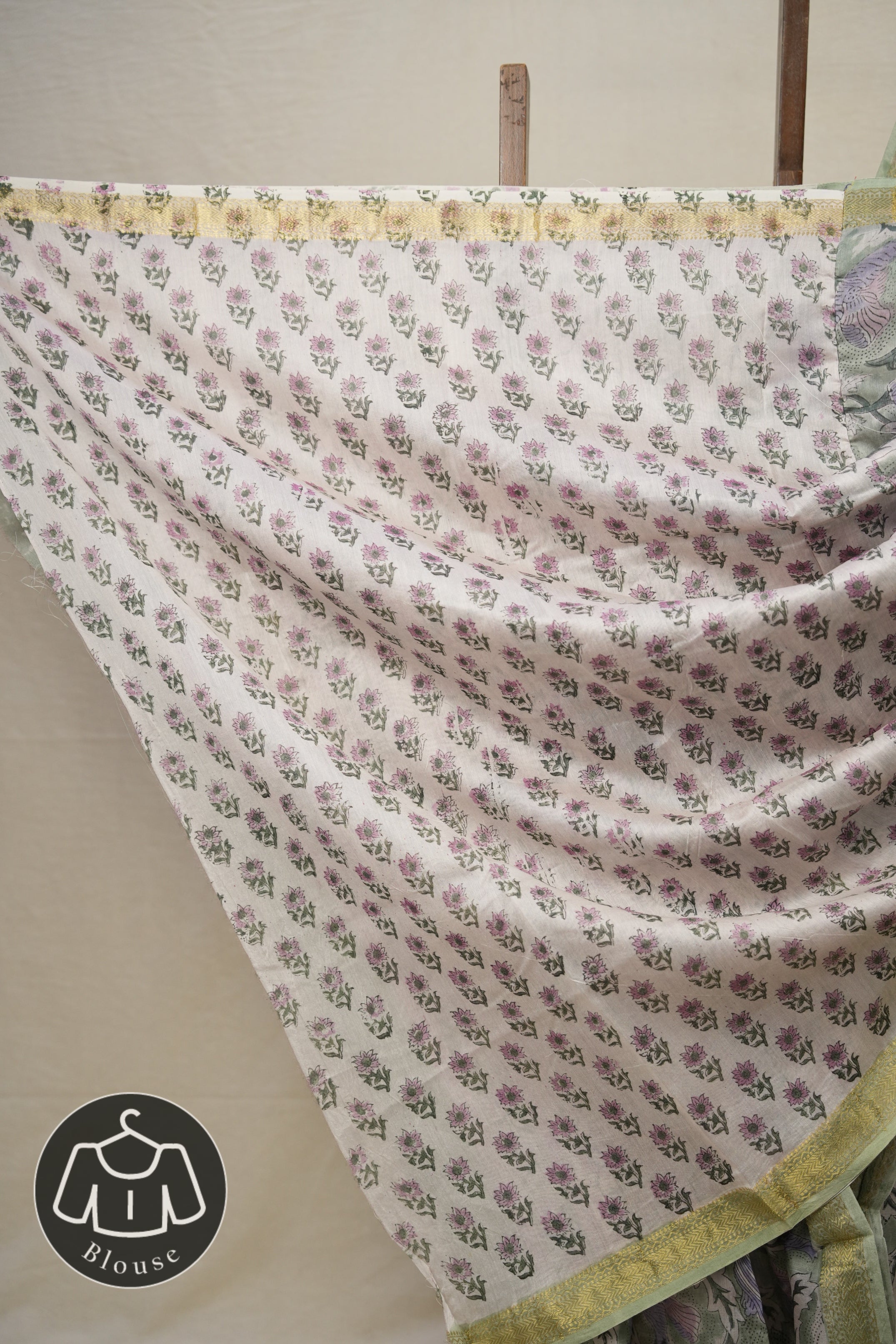 Mint Green HBP Cotton Silk Saree With Maheshwari Border - SRMGCSS1358