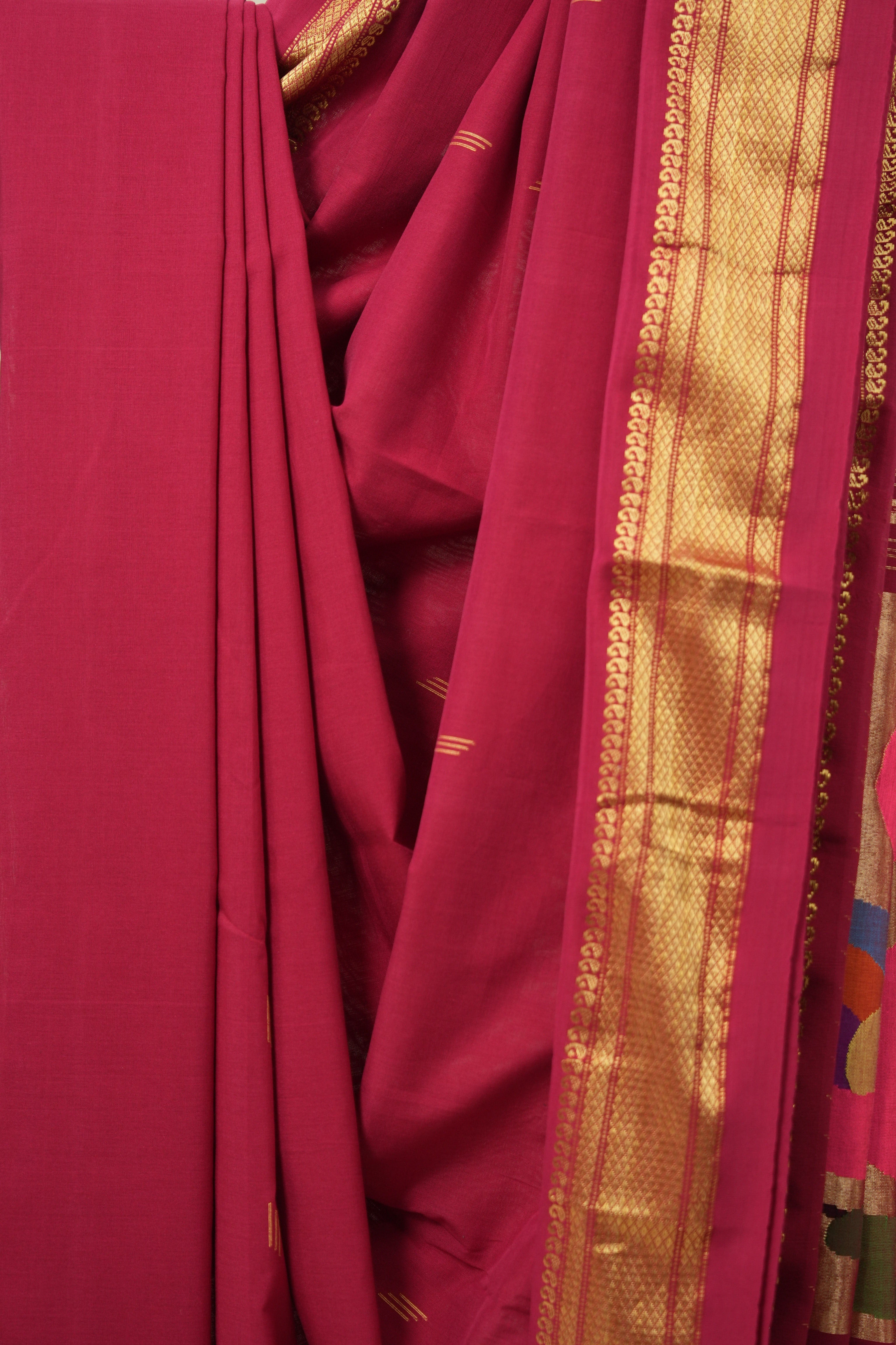 Brick Red Cotton Paithani Saree - SRBRCPS697
