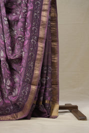 Light Purple HBP Cotton Silk Saree With Maheshwari Border - SRLPCSS1282