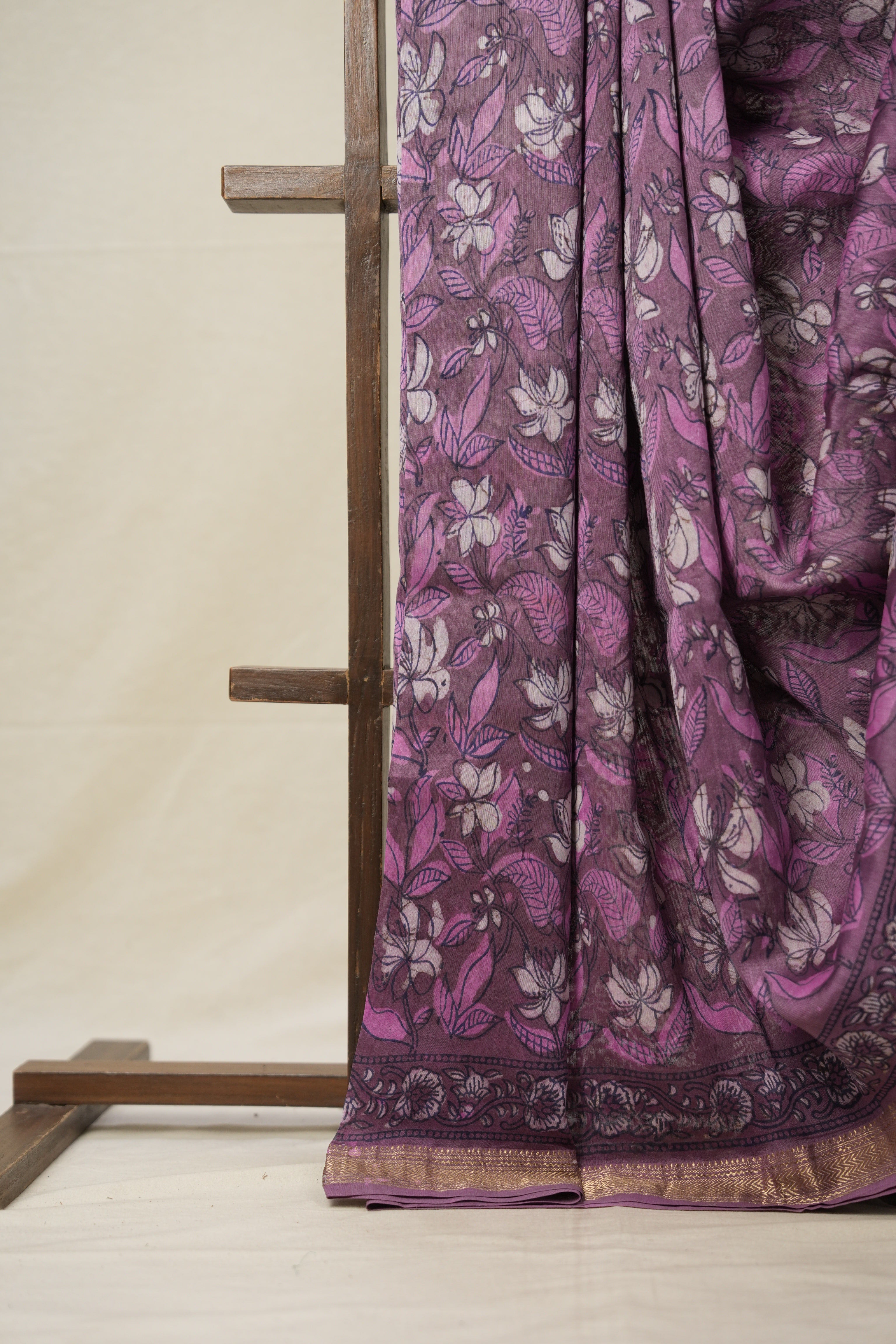 Light Purple HBP Cotton Silk Saree With Maheshwari Border - SRLPCSS1282