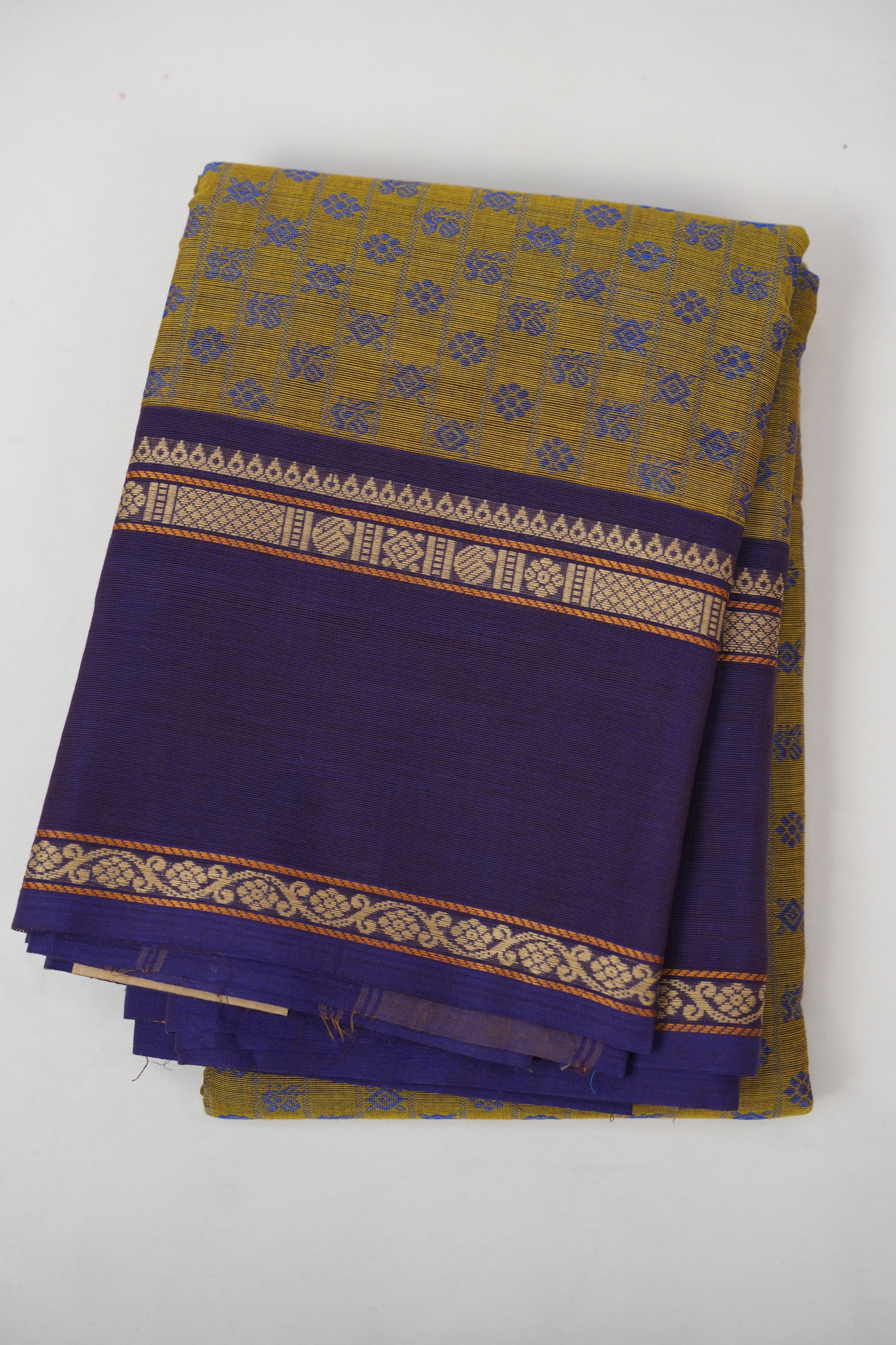 Olive Green Kanchi Cotton Saree - SROGKCS1337