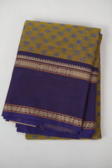 Olive Green Kanchi Cotton Saree - SROGKCS1337