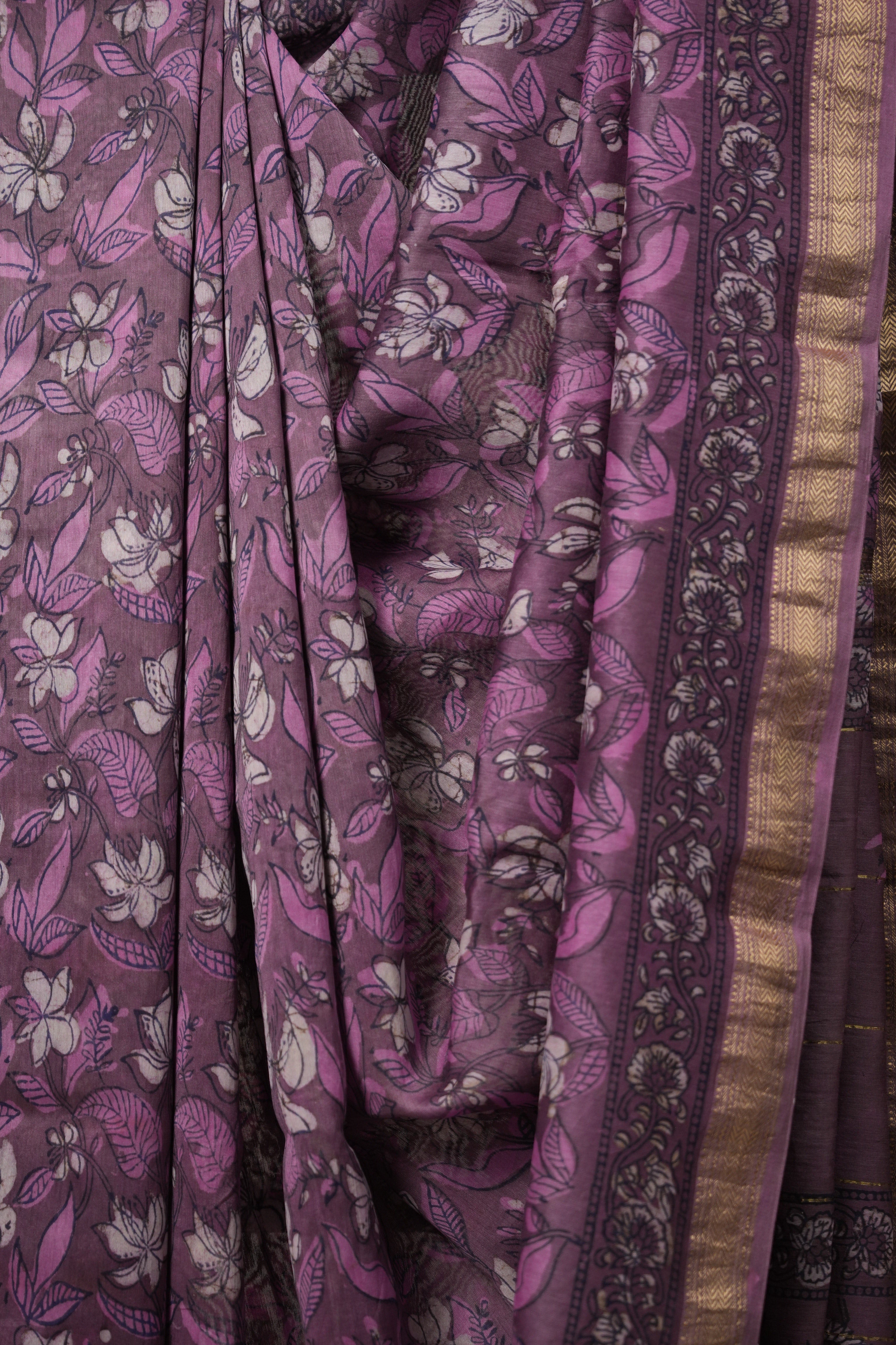 Light Purple HBP Cotton Silk Saree With Maheshwari Border - SRLPCSS1282