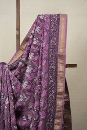 Light Purple HBP Cotton Silk Saree With Maheshwari Border - SRLPCSS1282