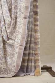 White HBP Cotton Silk Saree With Maheshwari Border - SRWCSS1303