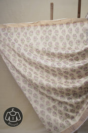 White HBP Cotton Silk Saree With Maheshwari Border - SRWCSS1303