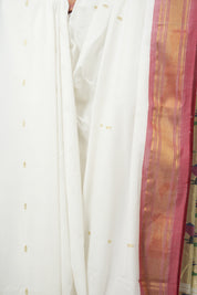 White Cotton Paithani Saree - SRWCPS700