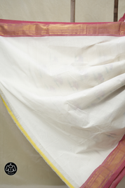 White Cotton Paithani Saree - SRWCPS700